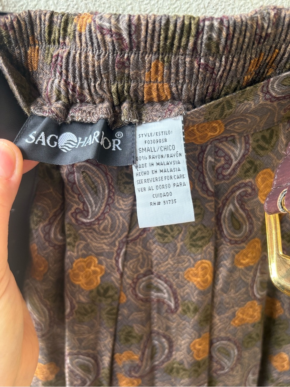 NWT Sag Harbor Fall Festival Paisley Belted Midi Skirt S - Picture 2 of 8